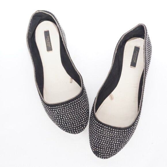 Zara Round Toe Black Rhinestone Flats, Size EU 40 / US 10 - Picture 3 of 11